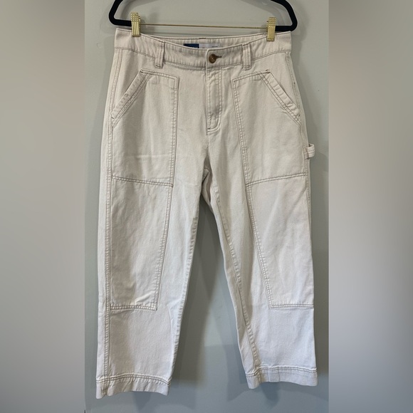 Old Navy Denim - Old Navy Women's utility straight - natural beige size 12 high rise straight